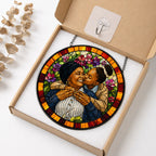 Personalized Floral Mosaic Photo Stained Glass Suncatcher