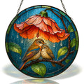 Lovebirds Flower Umbrella Stained Glass Suncatcher