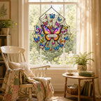 Butterfly web suncatcher in a botanical reading nook