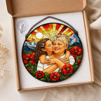 Personalized Poppy Sunrise Photo Stained Glass Suncatcher