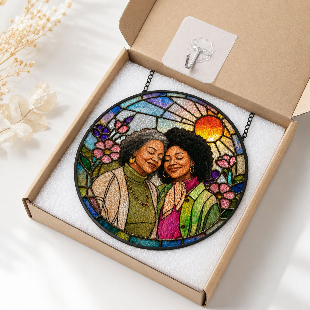 Personalized Blossom Sunrise Photo Stained Glass Suncatcher