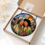 Personalized Blossom Sunrise Photo Stained Glass Suncatcher