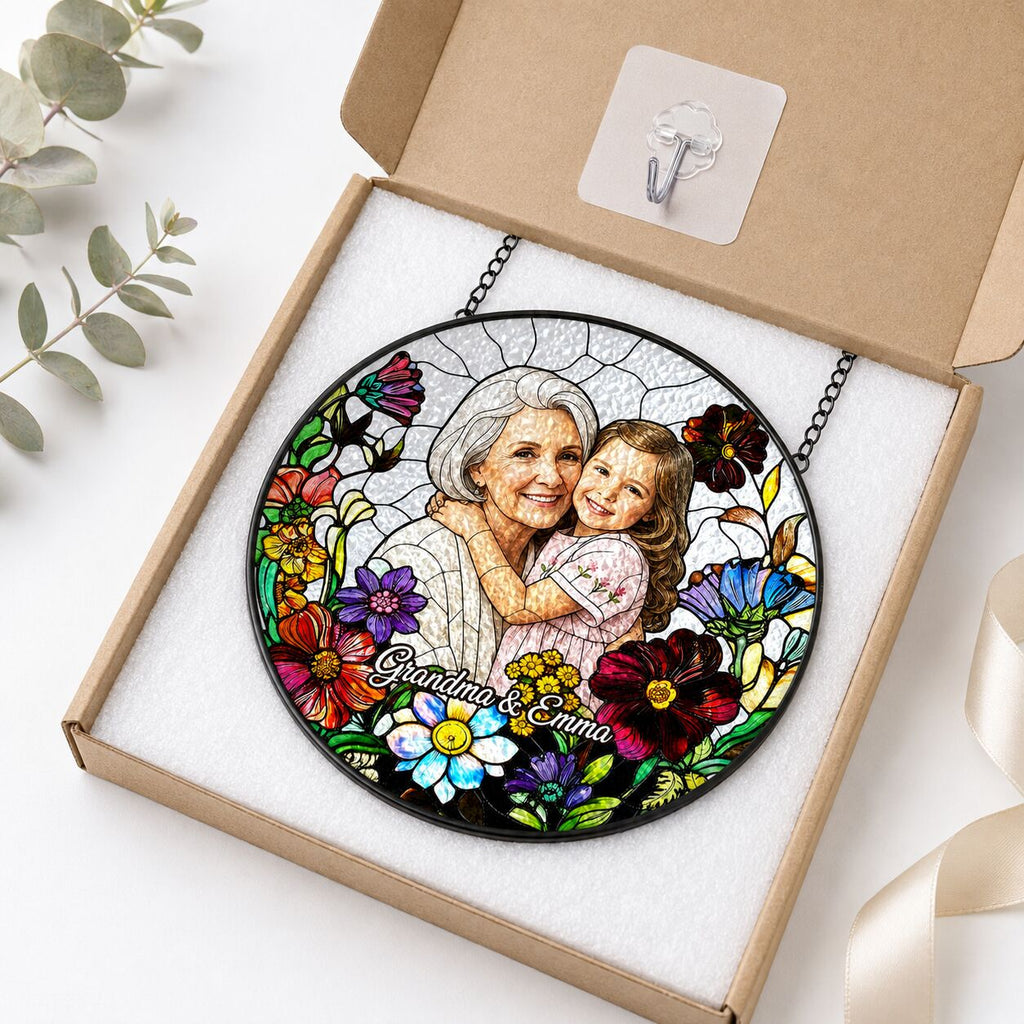 Personalized Wildflower Photo Stained Glass Suncatcher