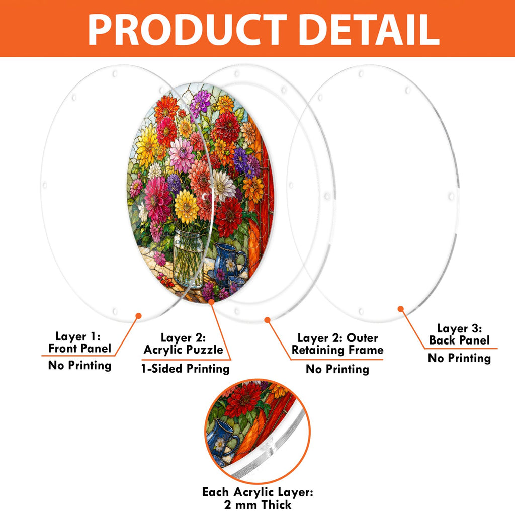 Summer Floral Bouquet Acrylic Puzzle Suncatcher