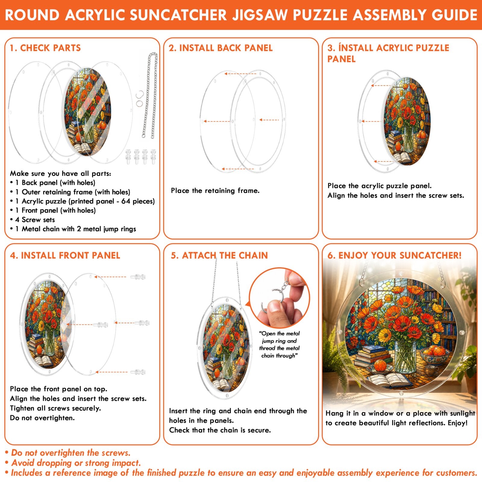 Golden Poppy Acrylic Puzzle Suncatcher