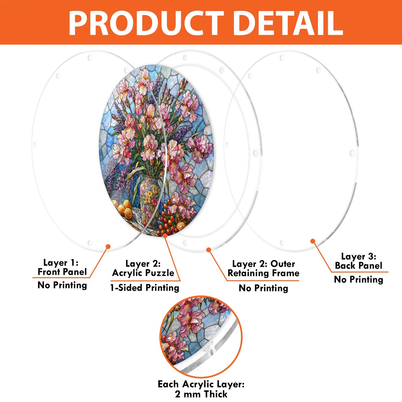 Gladiolus &amp; Lavender Acrylic Puzzle Suncatcher