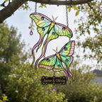 Personalized Luna Moth Couple Holographic Acrylic Suncatcher