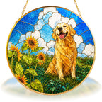 Golden Retriever Sunflower Field Suncatcher