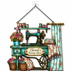 Personalized Vintage Sewing Machine Holographic Acrylic Suncatcher