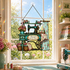 Personalized Vintage Sewing Machine Holographic Acrylic Suncatcher