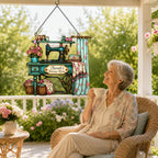 Personalized Vintage Sewing Machine Holographic Acrylic Suncatcher