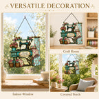 Personalized Vintage Sewing Machine Holographic Acrylic Suncatcher