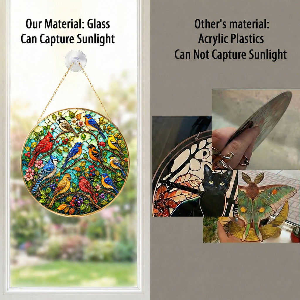 Garden Birds Stained Glass Suncatcher