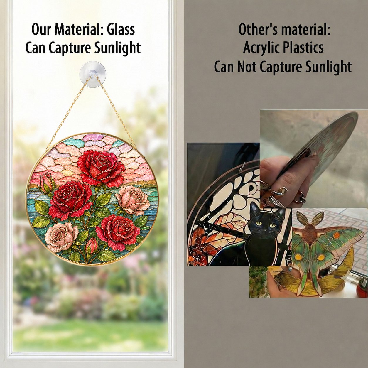 Red Rose Stained Glass Suncatcher