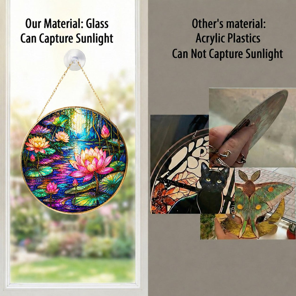 Lotus Flower Stained Glass Suncatcher