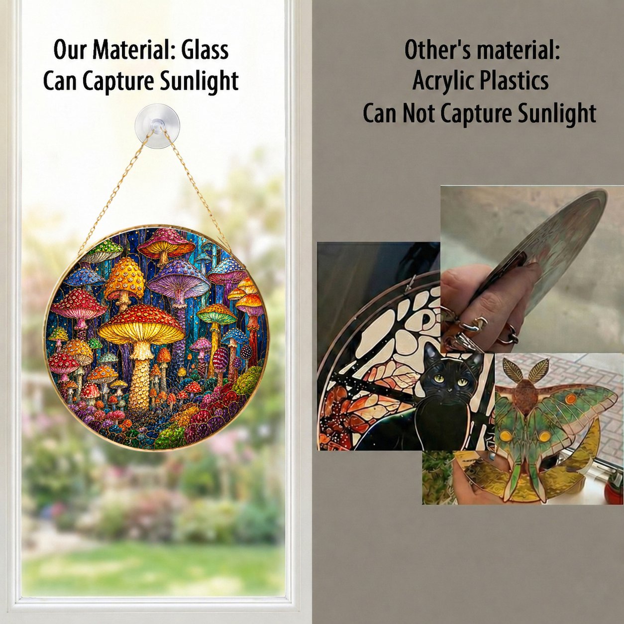 Mushroom Stained Glass Suncatcher