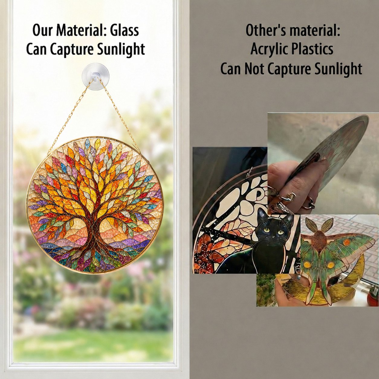 Autumn Tree of Life Stained Glass Suncatcher
