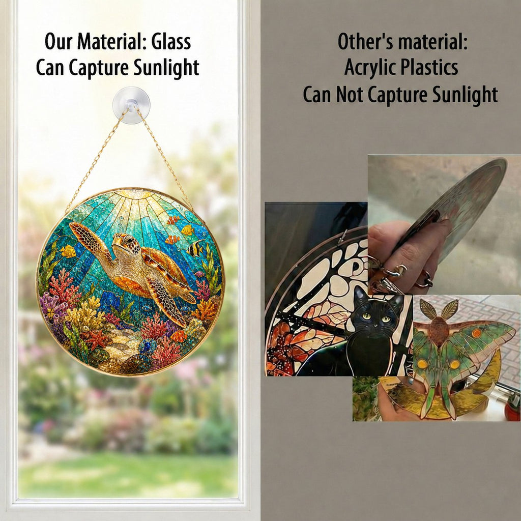 Sea Turtle Stained Glass Suncatcher