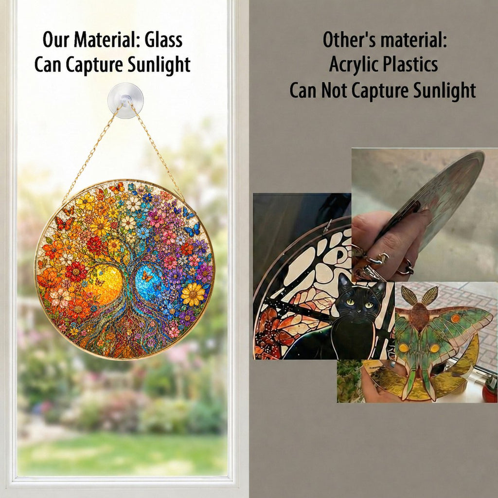 Tree of Life Sunrise Stained Glass Suncatcher
