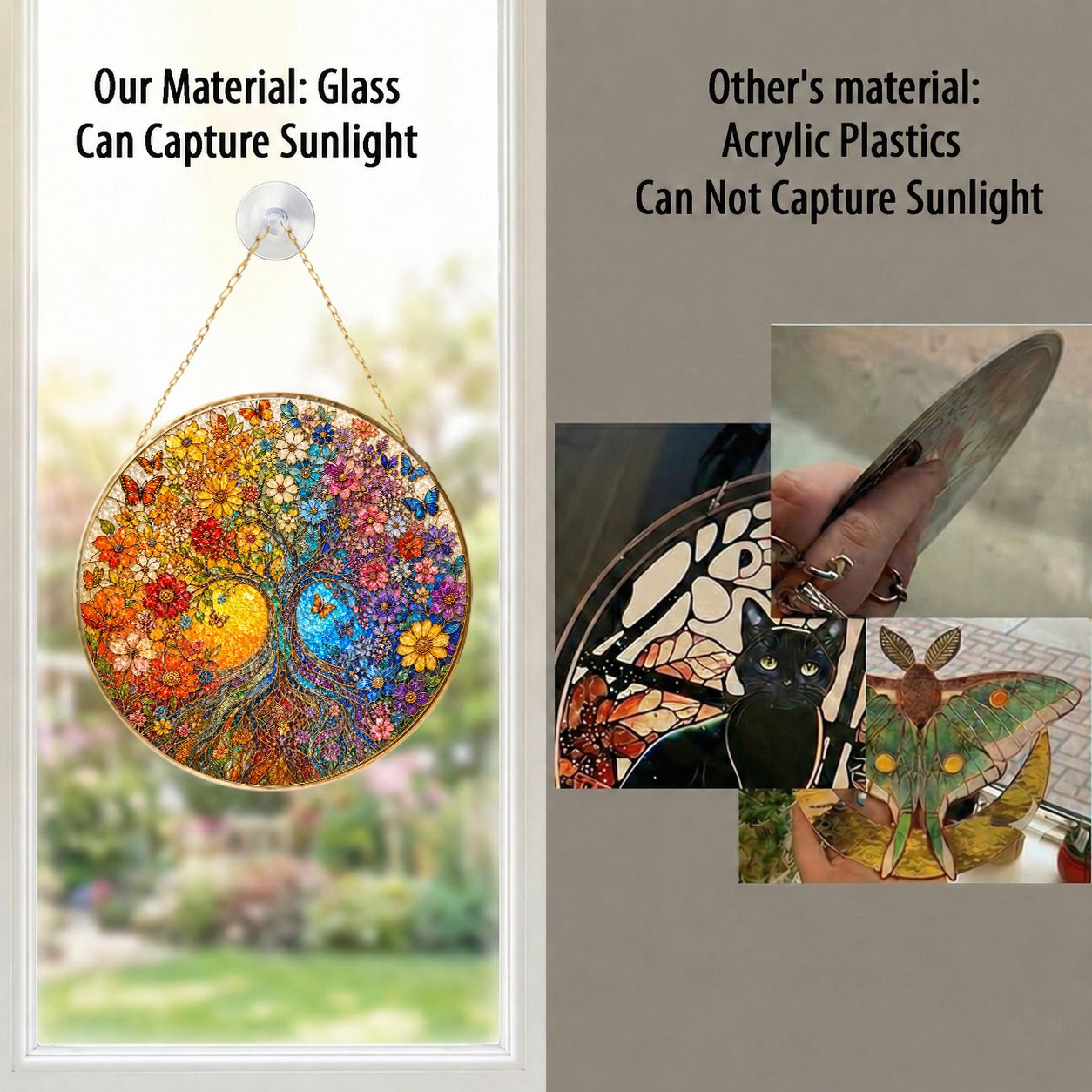 Tree of Life Sunrise Stained Glass Suncatcher
