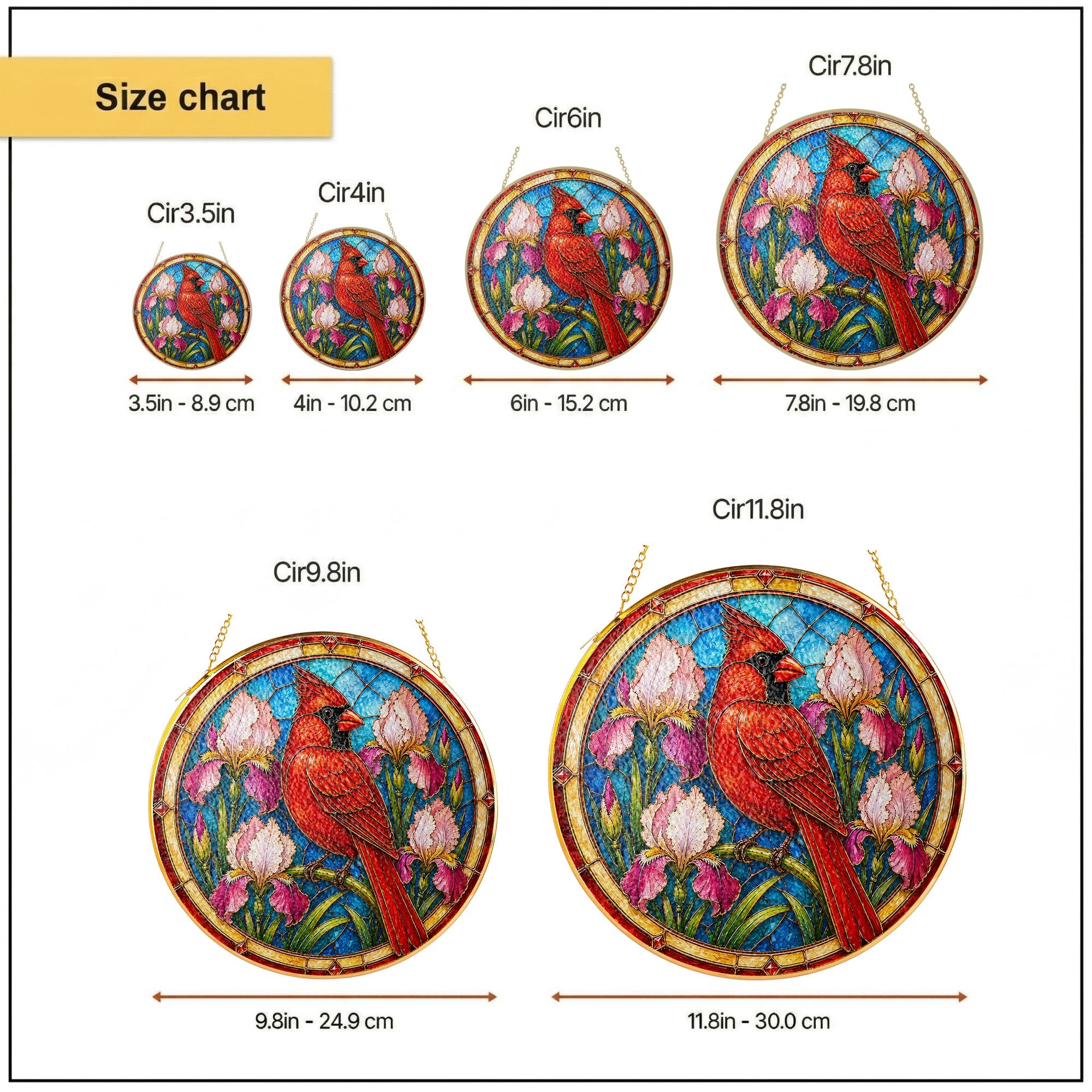 Cardinal Stained Glass Suncatcher