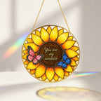 You Are My Sunshine Sunflower Stained Glass Suncatcher