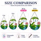 Size comparison chart 6, 8, 10 and 12 inch suncatcher