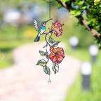 Hummingbird Blooming Vine Holographic Acrylic Suncatcher with Charm