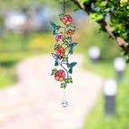 Hummingbird Blooming Vine Holographic Acrylic Suncatcher with Charm
