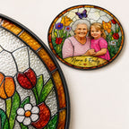 Personalized Spring Garden Photo Stained Glass Suncatcher