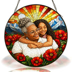 Personalized Poppy Sunrise Photo Stained Glass Suncatcher