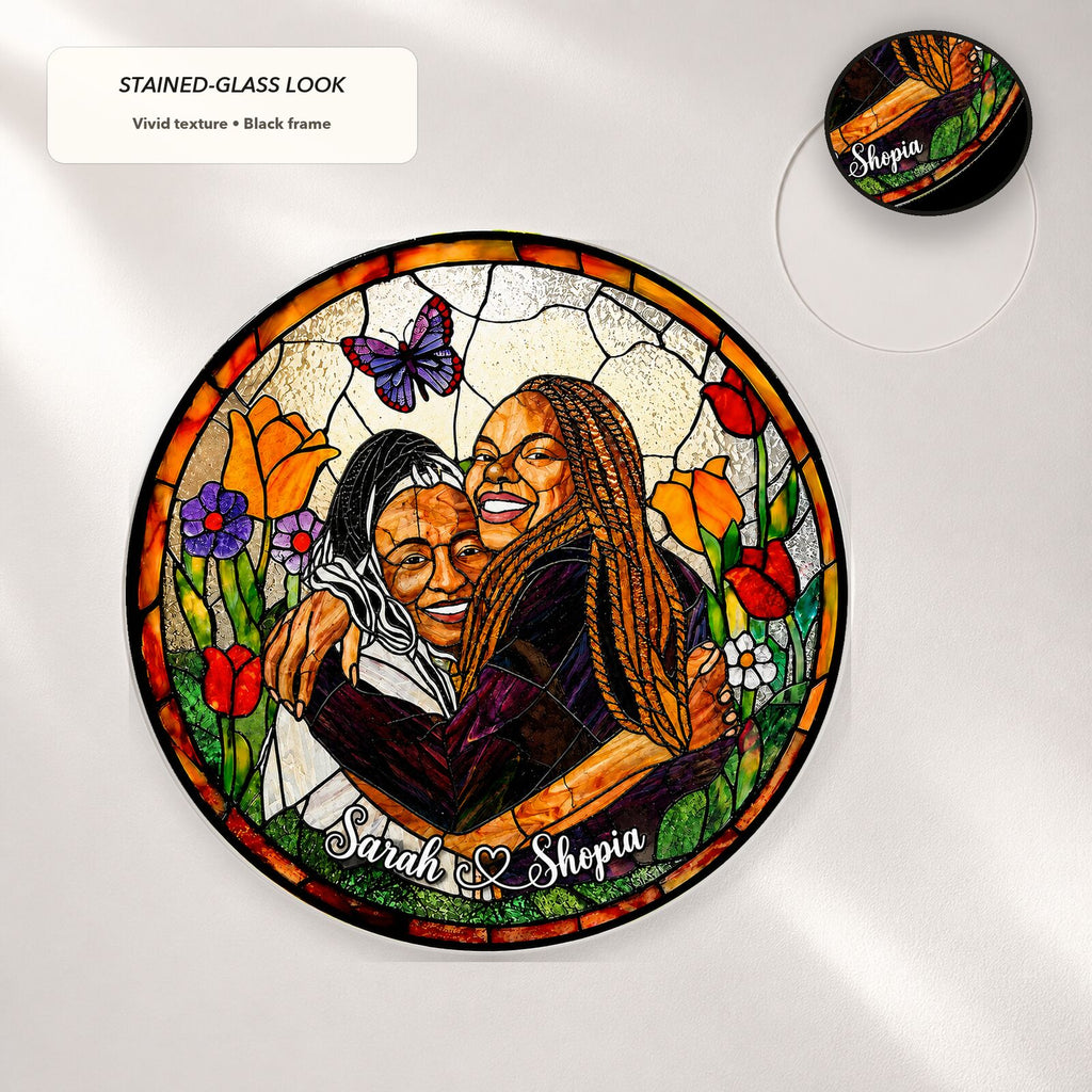 Personalized Butterfly Garden Photo Stained Glass Suncatcher