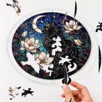 Assembling the black cat memorial acrylic puzzle suncatcher pieces