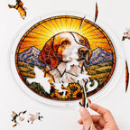 Assembling the dog memorial acrylic puzzle suncatcher pieces