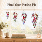 Cardinal Pair & Roses Crescent Moon Holographic Acrylic Suncatcher