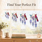 Cardinal & Hummingbird Forget-Me-Not Moon Holographic Acrylic Suncatcher