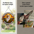 Glass cat memorial suncatcher captures sunlight compared with acrylic plastic