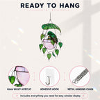 Hummingbird & Hanging Planter Holographic Acrylic Suncatcher