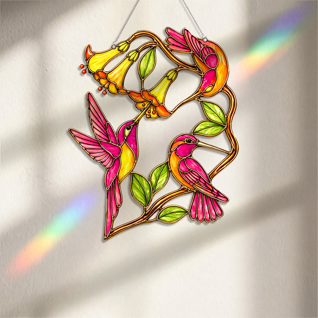 Hummingbird Suncatcher Flower Sun Catcher Decor for Window Garden