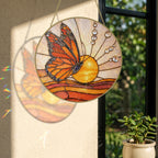 Butterfly Sunrise Stained Glass Suncatcher