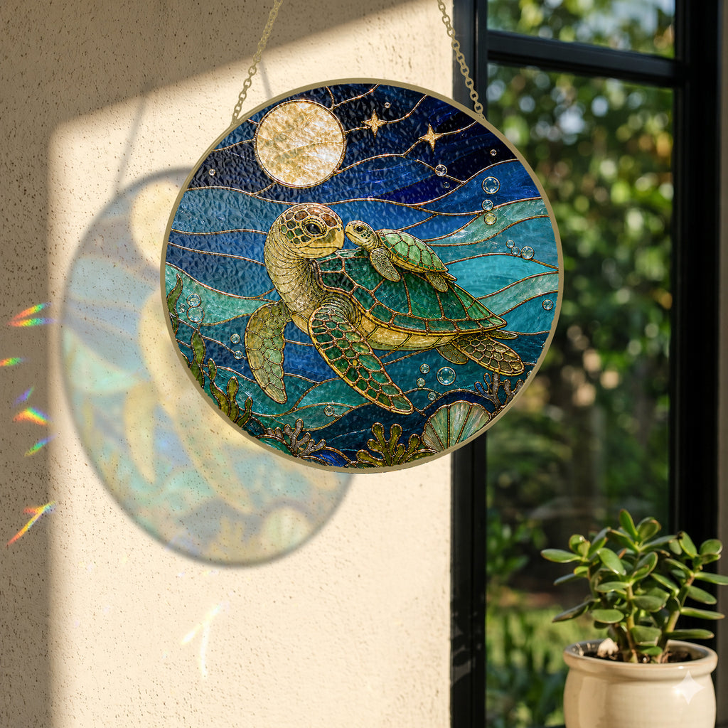 Sea Turtle Stained Glass Suncatcher