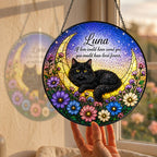 Personalized Cat Memorial Moon Stained Glass Suncatcher