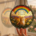 Personalized Rainbow Bridge Cat Memorial Glass Suncatcher