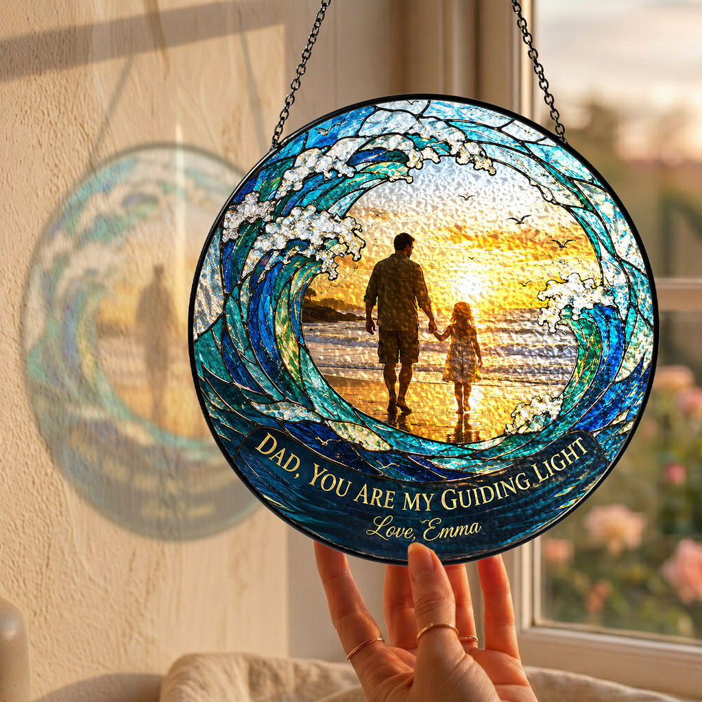 Personalized Dad Suncatcher with Photo - Father's Day Gift from Daughter