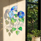 Personalized Blue Morning Glory Holographic Acrylic Suncatcher