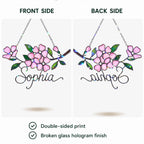 Personalized Pink Cherry Blossom Branch Holographic Acrylic Suncatcher