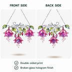 Personalized Pink Fuchsia Flower Holographic Acrylic Suncatcher
