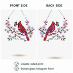 Personalized Cardinal & Cherry Blossom Holographic Acrylic Suncatcher