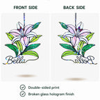 Personalized Pink Lily Flower Holographic Acrylic Suncatcher