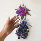 Black Swallowtail & Purple Dahlia Holographic Acrylic Suncatcher